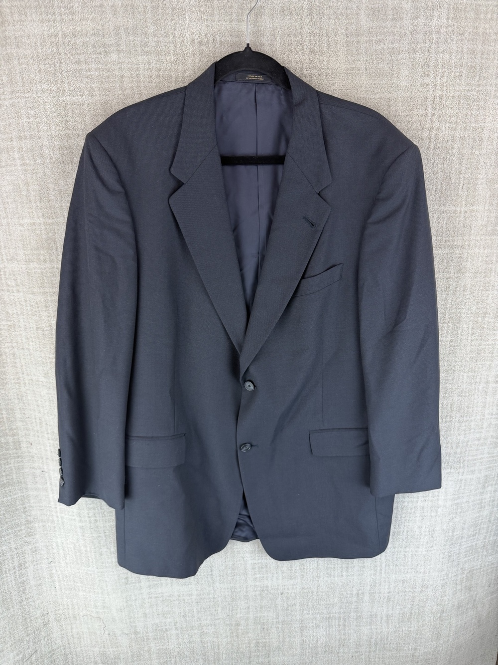 Hart Schaffner Marx Suit Jacket Mens 44 Black 2 Piece Single-Breasted Notch